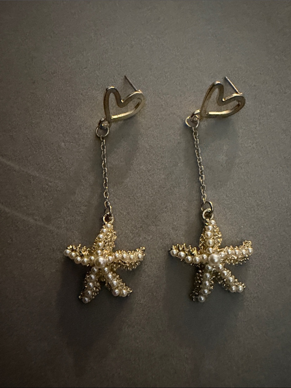 Gold Pearl Starfish Drop Earrings - Women Accessories